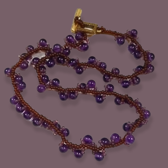 Vintage Hand Crafted Glass Bead Woven Choker Style Necklace - Picture 2 of 16